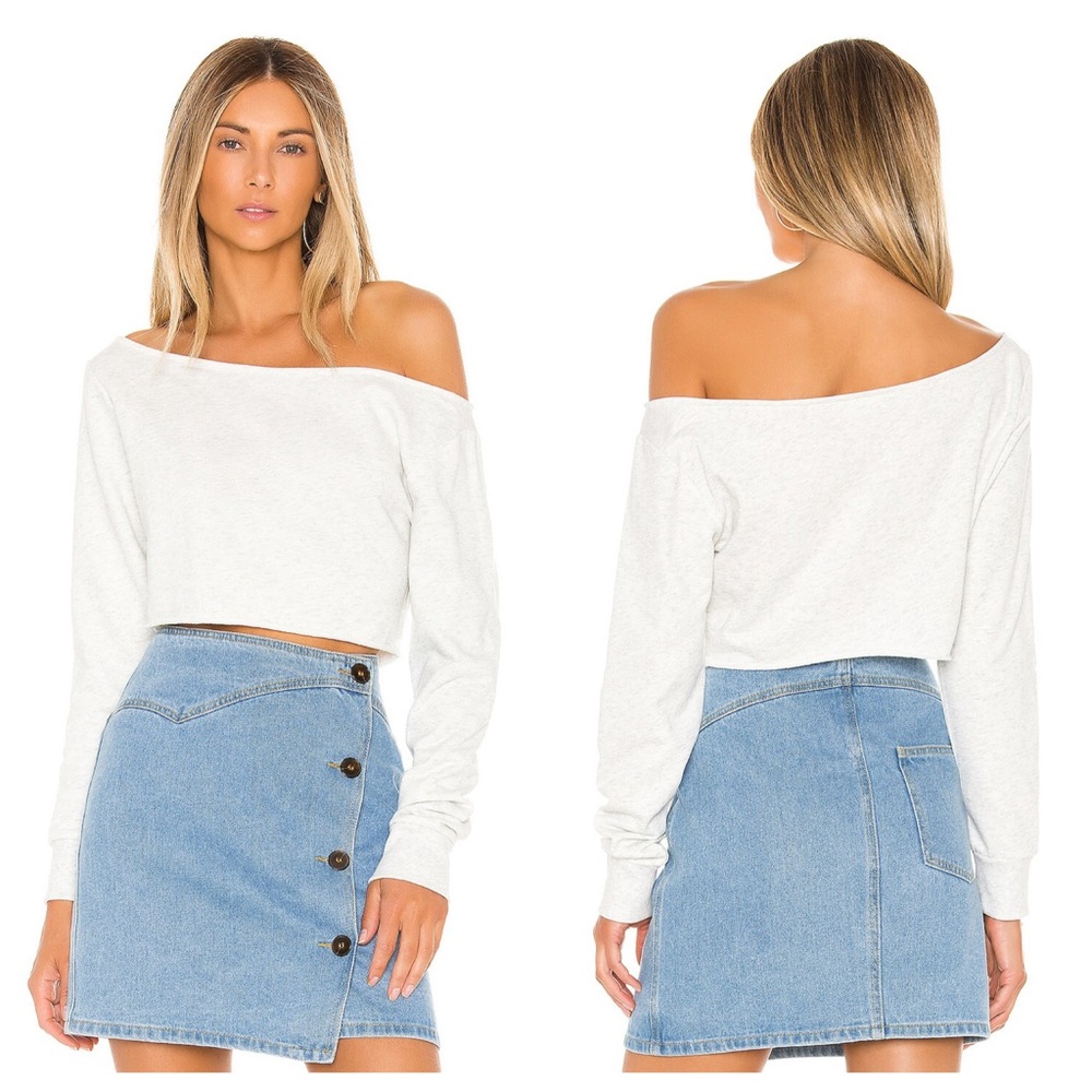 Superdown Tonie Crop Top Heather Grey S